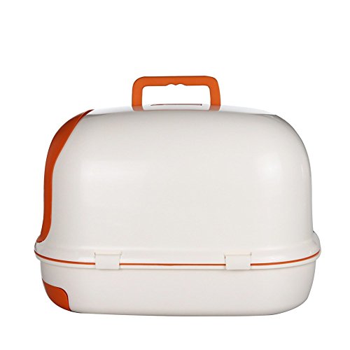 Pet Online Caja de arena para gatosGato completo cerrado caja grande grande de la cajón del gato del cajón, naranja