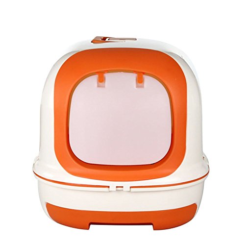 Pet Online Caja de arena para gatosGato completo cerrado caja grande grande de la cajón del gato del cajón, naranja