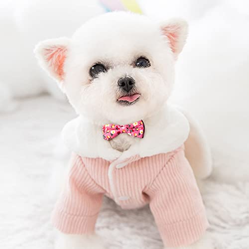 Pet Printing Bowknot Cat Dog Collar ajustable Collar Correa para el cuello con Bell Rose Red