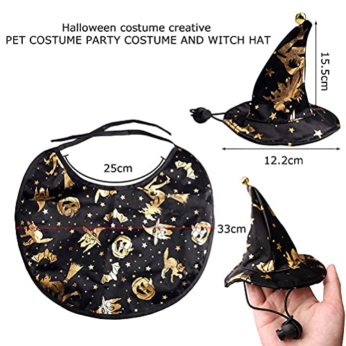 PET SOBRE TOUROS DE HALLOWEEN TOUROS DE HALLOWEEN, Cosplay de Halloween de perro con traje de sombrero de bruja ajustable Halloween ropa de mascotas para perros para pequeños medios gatos,Negro