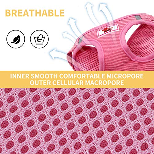 PET SPPTIES Tela de Malla Chaleco para Perros Arnés Suave Ajustable cómodo para Cachorros, Perros Pequeños y Gatos PS042 (XL, Pink)