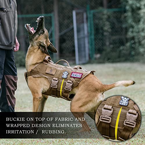 PETAC GEAR Arnés táctico para perros de aire para entrenamiento K9 ligero transpirable arnés de malla MOLLE chaleco para trabajo perro servicio militar perro coyote marrón S