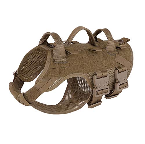 PETAC GEAR Arnés táctico para perros de aire para entrenamiento K9 ligero transpirable arnés de malla MOLLE chaleco para trabajo perro servicio militar perro coyote marrón S