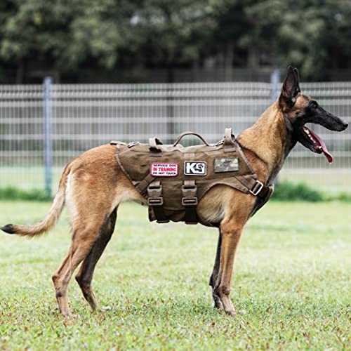 PETAC GEAR Arnés táctico para perros de aire para entrenamiento K9 ligero transpirable arnés de malla MOLLE chaleco para trabajo perro servicio militar perro coyote marrón S
