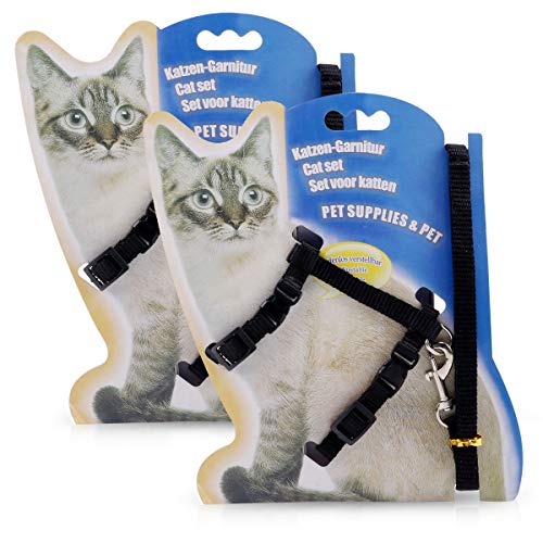PETCUTE Arnés para Gatos con Correa Chaleco Ajustable para Gatos 2 Piezas Juego de arneses y Correa para Gatitos