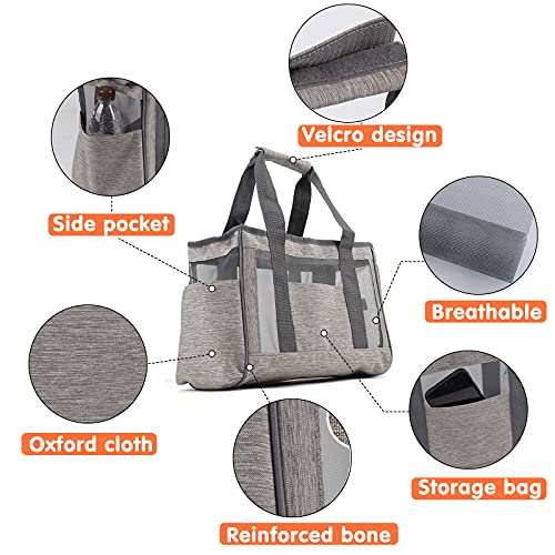 PETCUTE Bolsa de Transporte para Mascotas,Respirable Plegable Bolsa para Mascotas con Correa de Hombro Ajustable y Bolsill,Bolsa de Transporte para Gato Perros con Correa de Seguridad Interior