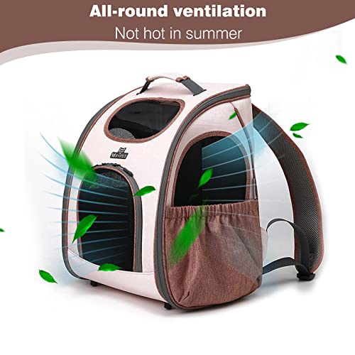 PETCUTE Mochila Gato,Mochila Plegable para Perros de Gato con Bolsillo de Almacenamiento Lateral,Mochilas Portátil para Gatos y Perro, Bolsa de Transporte para Perros con Diseño de Apertura Frontal