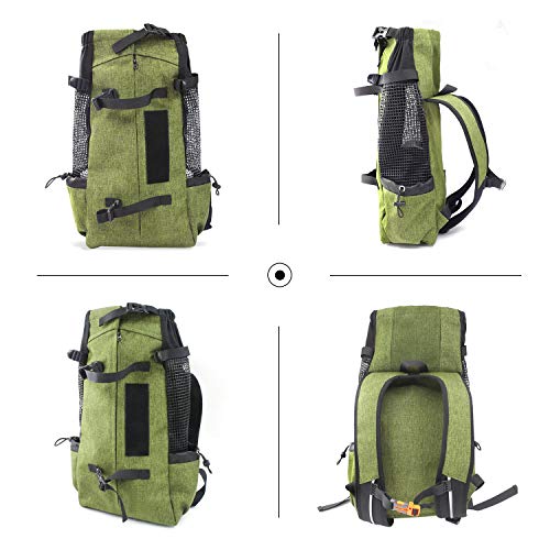 PETCUTE Mochila para Perros Bolsa Transportin Gato Perro Grandes Transpirable Bolsa Portaperro para Caminatas Portátil Viaje hasta 16,5kg Pasto Verde