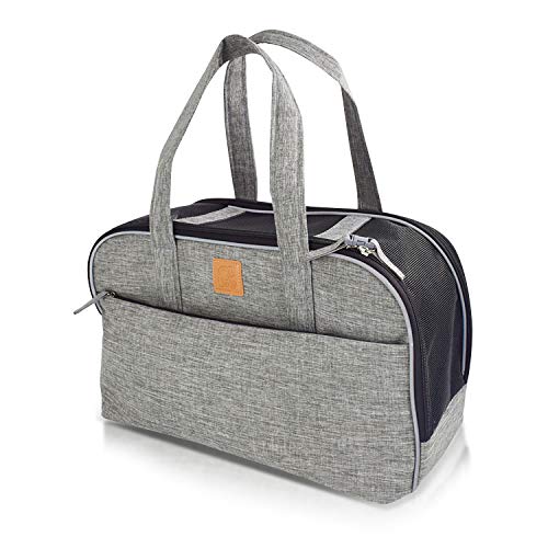 PETCUTE Transportín Perro Gato Bolsa de Transporte Plegable para Mascotas Transpirable Bandolera para Perro Pequeño Coche Avion Cabina homologado Portador de Viaje hasta 7Kg