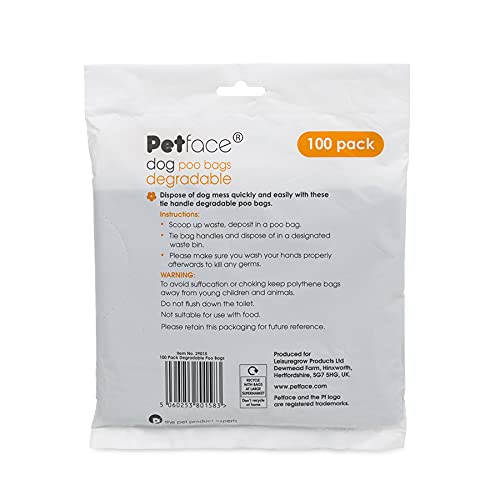 Petface Juego de 100 Bolsas para excrementos Mess