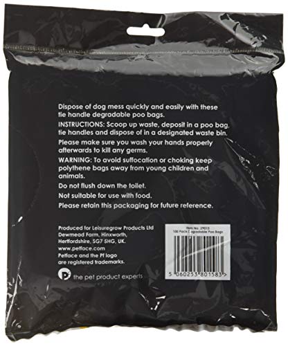 Petface Juego de 100 Bolsas para excrementos Mess