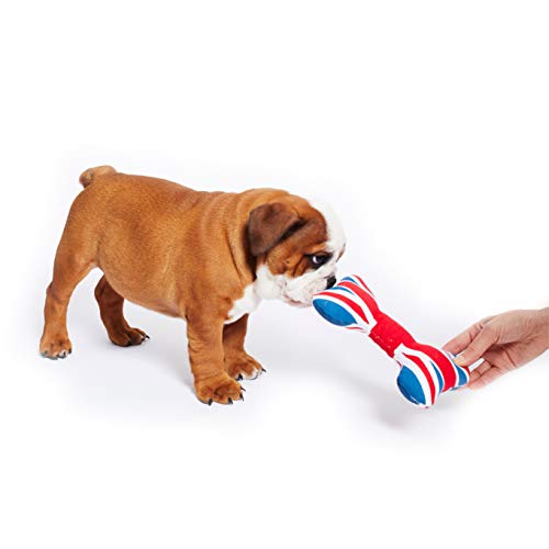 PetLondon - Hueso de la bandera británica de Londres de 8 pies, hueso de lona con chirriador, juguete interactivo divertido de la Reina Real Union Jack para perro