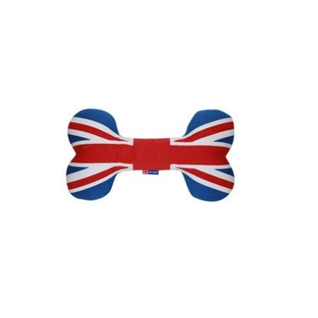 PetLondon - Hueso de la bandera británica de Londres de 8 pies, hueso de lona con chirriador, juguete interactivo divertido de la Reina Real Union Jack para perro