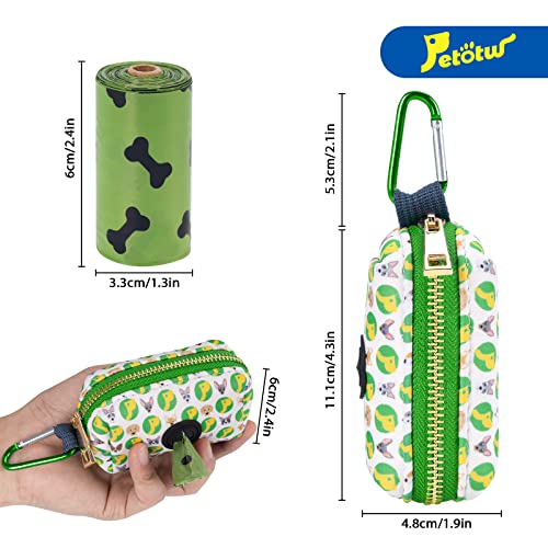 Petotw Dispensador Bolsas Cacas Perro,Dispensador de Bolsa para Perros con Mosquetón,Dispensador de Bolsas para Excrementos para Cualquier Correa y Bolsa Caca (verde)