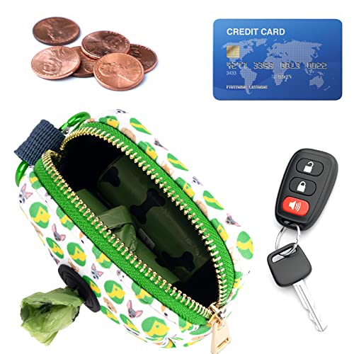 Petotw Dispensador Bolsas Cacas Perro,Dispensador de Bolsa para Perros con Mosquetón,Dispensador de Bolsas para Excrementos para Cualquier Correa y Bolsa Caca (verde)