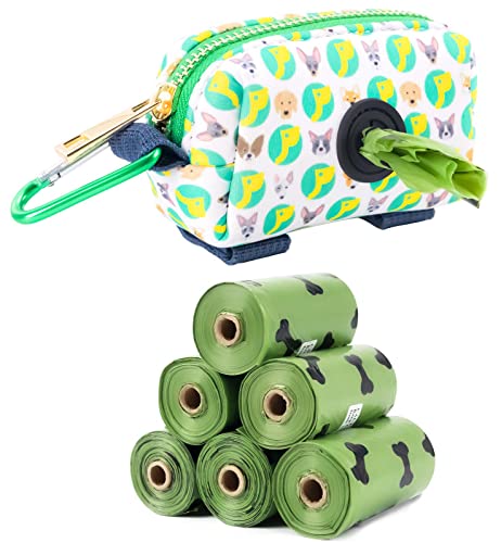 Petotw Dispensador Bolsas Cacas Perro,Dispensador de Bolsa para Perros con Mosquetón,Dispensador de Bolsas para Excrementos para Cualquier Correa y Bolsa Caca (verde)