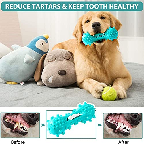 Petrichori Juguete de Cepillo de Dientes Masticador para Perros Adecuado para Perros Grandes masticadores agresivos Cuidado Dental Juguete de Cepillo de Dientes no tóxico - Azul