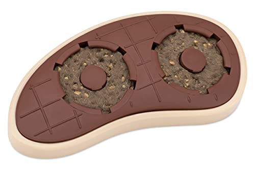 PetSafe Juguete para Perros Contenedor de Golosinas, Filete Sabor Ternera, Goma sin BPA, Juguete Interactivo para Perros contra Aburrimiento y Ansiedad, Perros Grandes y Medianos, Tamaño M/L