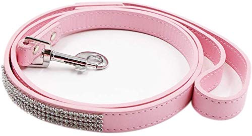 Petsoigné Set Collar y Correa para Perros Gatos Collar Correa Rosa para Perro Pequeño y Mediano (M)