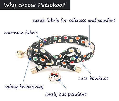 PetSoKoo Collar de gato pajarita con lazo de campana con lindo encanto de gato.
