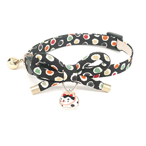 PetSoKoo Collar de gato pajarita con lazo de campana con lindo encanto de gato.