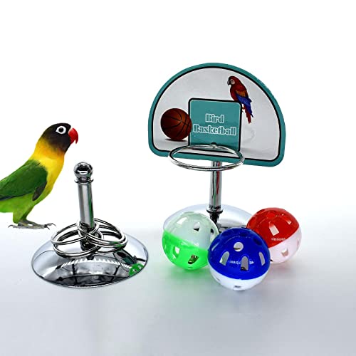 PETSOLA Parrot Toys Set Basketball Hoop W/Balls Birds Puzzle Toys For Lovebird Cage
