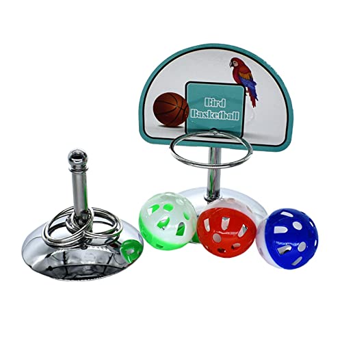 PETSOLA Parrot Toys Set Basketball Hoop W/Balls Birds Puzzle Toys For Lovebird Cage
