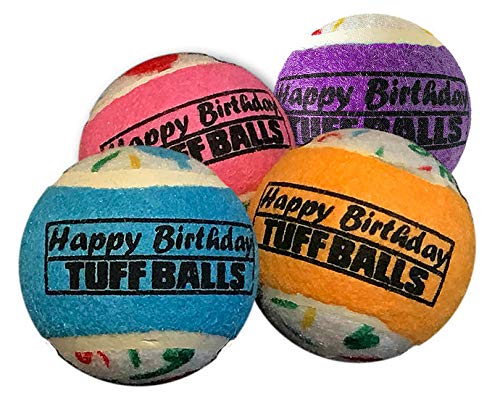 PetSport Jr. Happy Birthday Tuff Balls (4,6 cm Happy Birthday Tuff Balls Jr 4 unidades)
