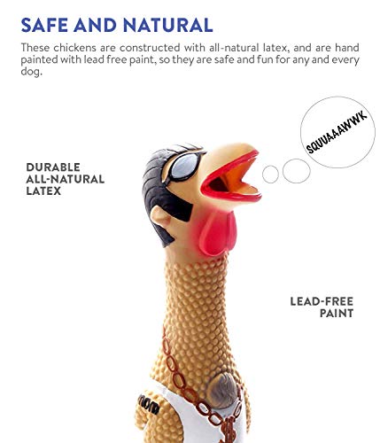 Petstages Earl - Juguete de látex con sonido para perros - Gallina - Multicolor - L