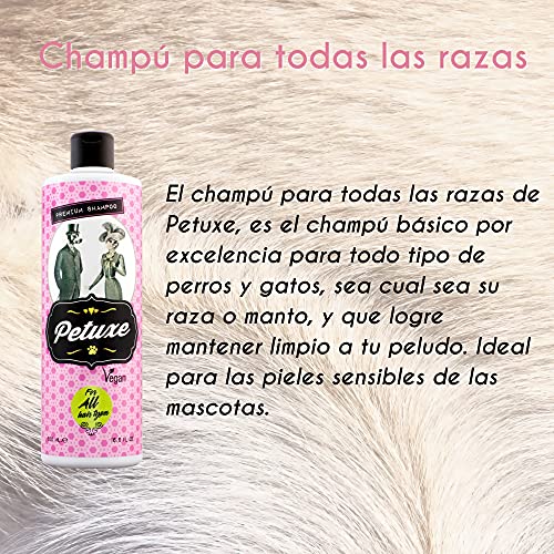 Petuxe Pack para Mascotas Champú + Mascarilla + Acondicionador. Champú Gatos. Todas Las Razas. Todo Tipo de Pelo - Vegano. Lava en Profundidad. con Vitamina E
