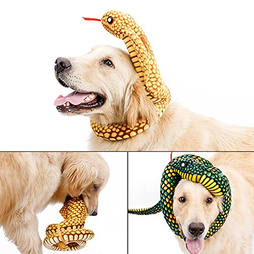 Petyoung Juguete de Serpiente de Peluche para Mascota Anillo de Simulación de Cuello de Serpiente para Cachorro de Perro Juguete de Felpa de Juguete de Halloween Decoración para Mascotas