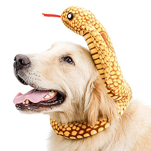 Petyoung Juguete de Serpiente de Peluche para Mascota Anillo de Simulación de Cuello de Serpiente para Cachorro de Perro Juguete de Felpa de Juguete de Halloween Decoración para Mascotas