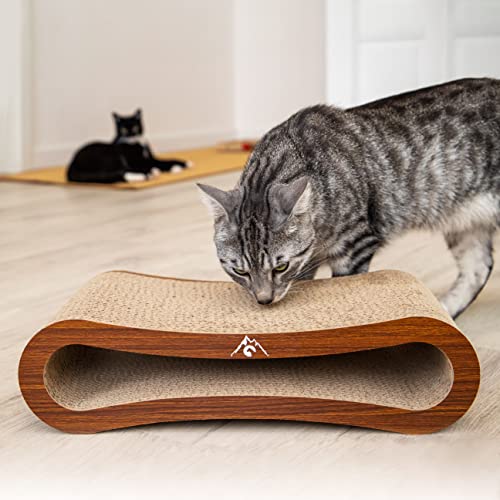Pfotenolymp Rascador Cartón para Gatos Premium – Cartón Rascador para Gatos – Rascador Gatos con Cartón Corrugado y Hierba Gatera – Rascador Gatos de Cartón