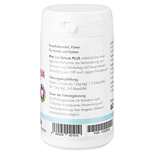 PHA-2 Perro y Gato, eliminación de la Placa Dental y Piedra, Polvo, Protector Dental Plus, 60 g