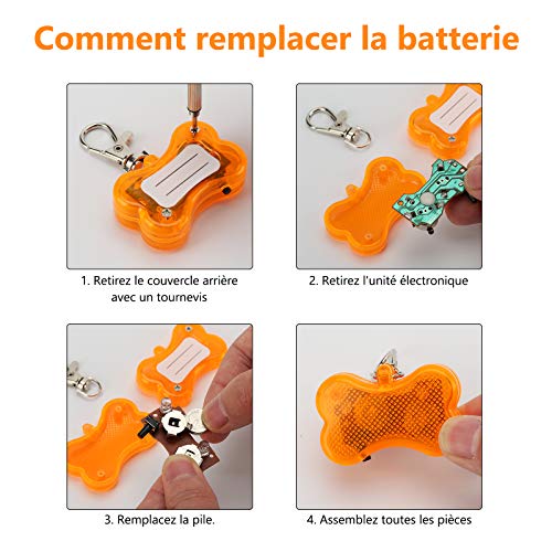 Phorris - Luces de advertencia de seguridad para mascotas LED, nudo mariposa o colgante collar estilo hueso para la marcha nocturna de perro y gato. Multicolor 6 en 1 caja.