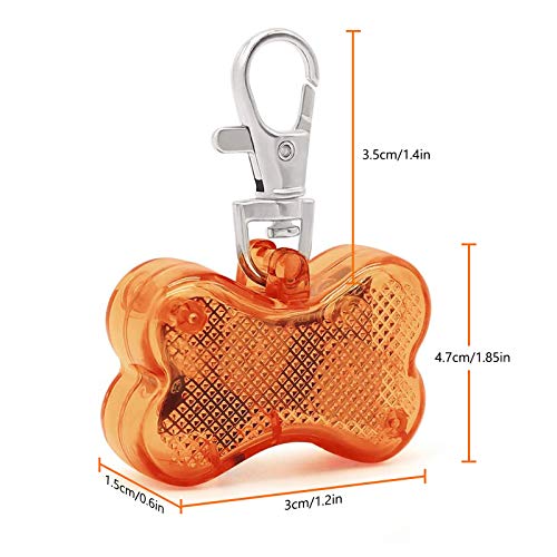 Phorris - Luces de advertencia de seguridad para mascotas LED, nudo mariposa o colgante collar estilo hueso para la marcha nocturna de perro y gato. Multicolor 6 en 1 caja.