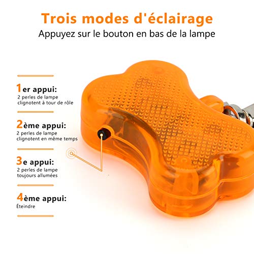 Phorris - Luces de advertencia de seguridad para mascotas LED, nudo mariposa o colgante collar estilo hueso para la marcha nocturna de perro y gato. Multicolor 6 en 1 caja.