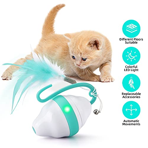 Pidsen Juguetes para Gatos Interactivos Bola De Gato, Bola de Juguete Automática para Gatos con Luces LED, 2 Modos de Velocidad, Rotación Automática de 360 ​​Grados y Carga USB