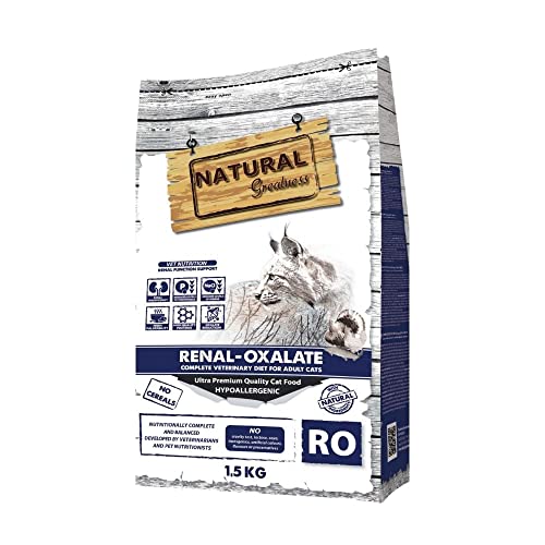 Pienso para Gatos Cuidado RENAL Sin Cereales Natural Greatness + 6 Latas 200 grs | ANIMALUJOS (Saco 1,5 Kg + 6 Latas)