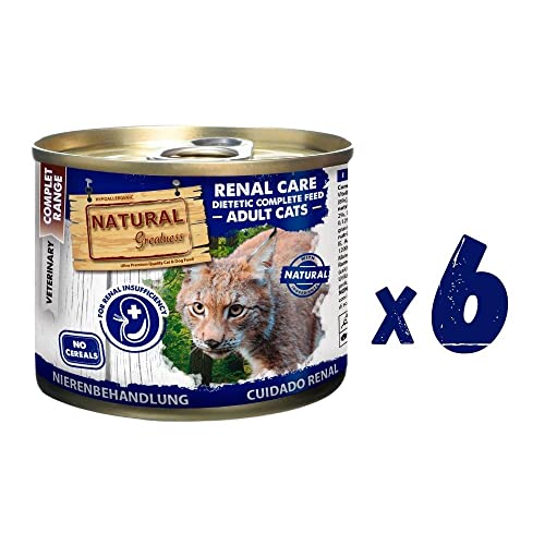 Pienso para Gatos Cuidado RENAL Sin Cereales Natural Greatness + 6 Latas 200 grs | ANIMALUJOS (Saco 1,5 Kg + 6 Latas)