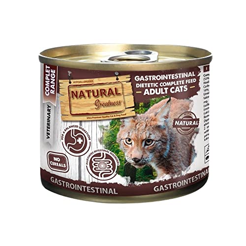 Pienso para Gatos Gastrointestinal Sin Cereales Natural Greatness + 6 Latas 200 grs | ANIMALUJOS (Saco 5 Kg + 6 Latas)