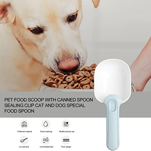 PIGMANA Pala de Comida para Gatos | Scooper de ABS rematado con un Clip de Sellado Seguro para la alimentación de Alimentos para Mascotas | Pala con Capacidad para 1 Taza para Alimentos Secos