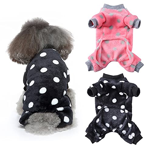 Pijamas para Perros Cálido Invierno Polar Pijamas para Perros pequeños Lunares Patrón de Leopardo Ropa para Cachorros Ropa para Perros Abrigo para Perros Abrigos para Perros pequeños de Invierno