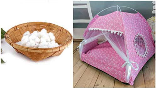 ping bu - Tienda de campaña plegable para mascotas, para cachorros y gatos, lavable de lona para perro, pequeña cueva para dormir, interior y exterior, cama suave con toldo (gris, L 50 x 50 x 51 cm)