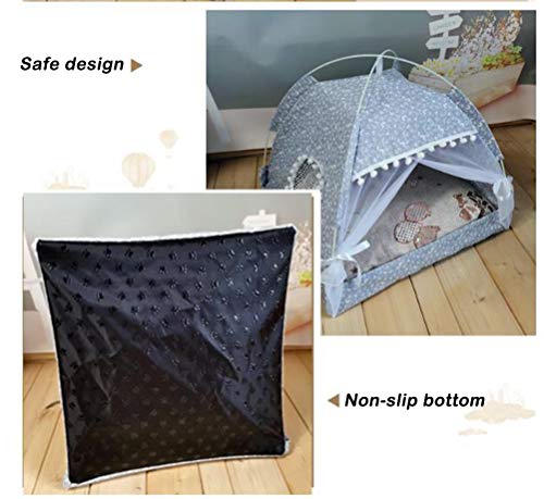ping bu - Tienda de campaña plegable para mascotas, para cachorros y gatos, lavable de lona para perro, pequeña cueva para dormir, interior y exterior, cama suave con toldo (gris, L 50 x 50 x 51 cm)