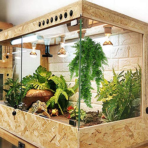 PINVNBY Plantas de reptiles colgantes viñas falsas Boston escalada terrario planta con ventosa para dragones barbudos, animales domésticos, cangrejo ermitaño y decoración de tanque (4 unidades)