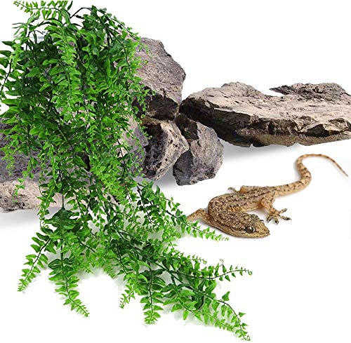 PINVNBY Plantas de reptiles colgantes viñas falsas Boston escalada terrario planta con ventosa para dragones barbudos, animales domésticos, cangrejo ermitaño y decoración de tanque (4 unidades)
