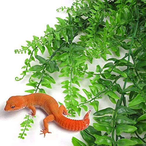 PINVNBY Plantas de reptiles colgantes viñas falsas Boston escalada terrario planta con ventosa para dragones barbudos, animales domésticos, cangrejo ermitaño y decoración de tanque (4 unidades)