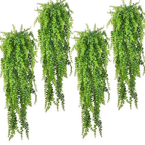PINVNBY Plantas de reptiles colgantes viñas falsas Boston escalada terrario planta con ventosa para dragones barbudos, animales domésticos, cangrejo ermitaño y decoración de tanque (4 unidades)
