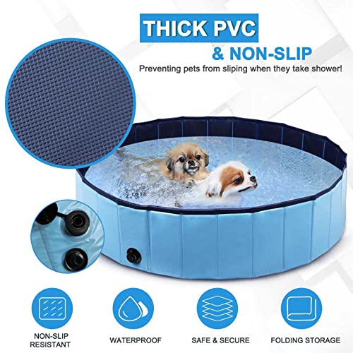 Piscina de plástico plegable para niños – Piscina de perro plegable de plástico duro, bañera portátil para niños perros y gatos, piscina para mascotas para interiores y exteriores